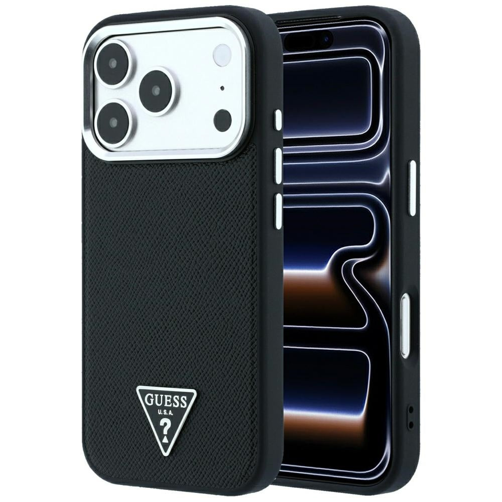MagSafe pouzdro pro Apple iPhone 18 Pro Max / 17 Pro Max, Guess, Grained Triangle Logo, černé