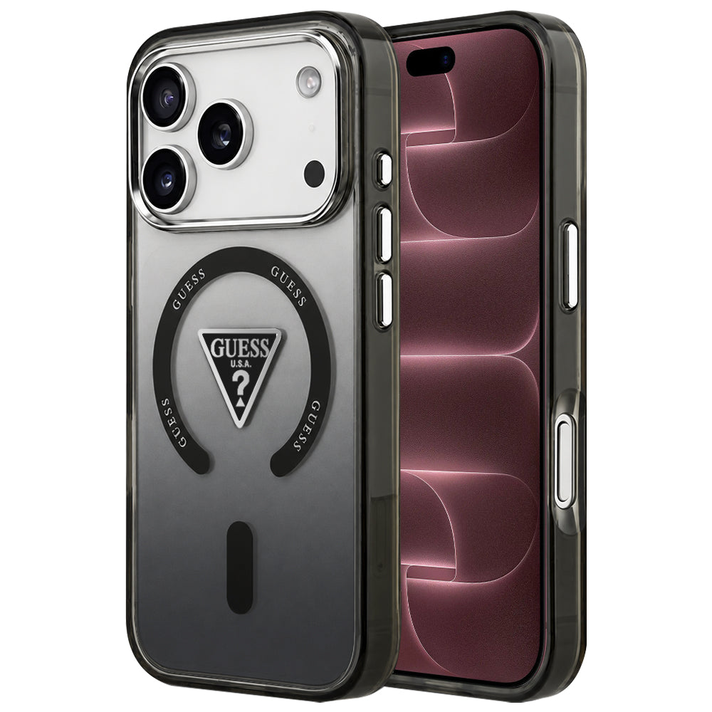 Pouzdro MagSafe pro Apple iPhone 18 Pro Max / 17 Pro Max, Guess, IML Gradient Triangle Logo, černé
