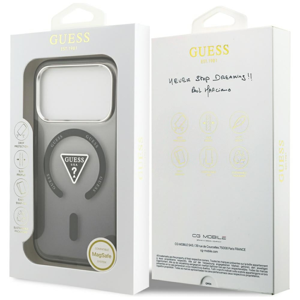 Pouzdro MagSafe pro Apple iPhone 18 Pro Max / 17 Pro Max, Guess, IML Gradient Triangle Logo, černé