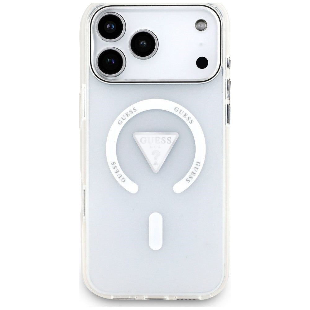 Pouzdro MagSafe pro Apple iPhone 18 Pro Max / 17 Pro Max, Guess, IML Gradient Triangle Logo, průhledné