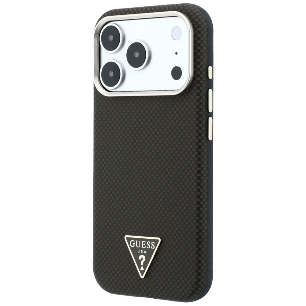 MagSafe pouzdro pro Apple iPhone 18 Pro Max / 17 Pro Max, Guess, Kevlar Triangle Logo, Hnědá