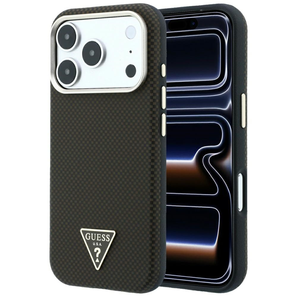 MagSafe pouzdro pro Apple iPhone 18 Pro Max / 17 Pro Max, Guess, Kevlar Triangle Logo, Hnědá