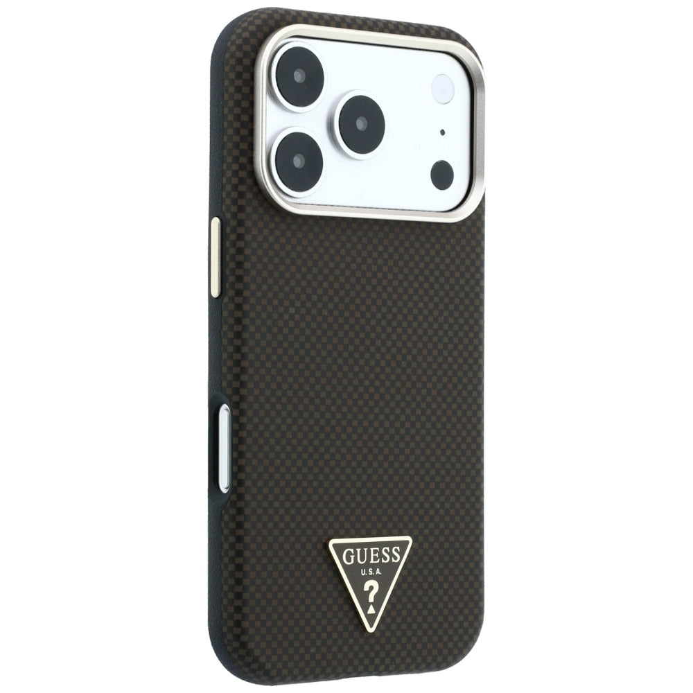 MagSafe pouzdro pro Apple iPhone 18 Pro Max / 17 Pro Max, Guess, Kevlar Triangle Logo, Hnědá