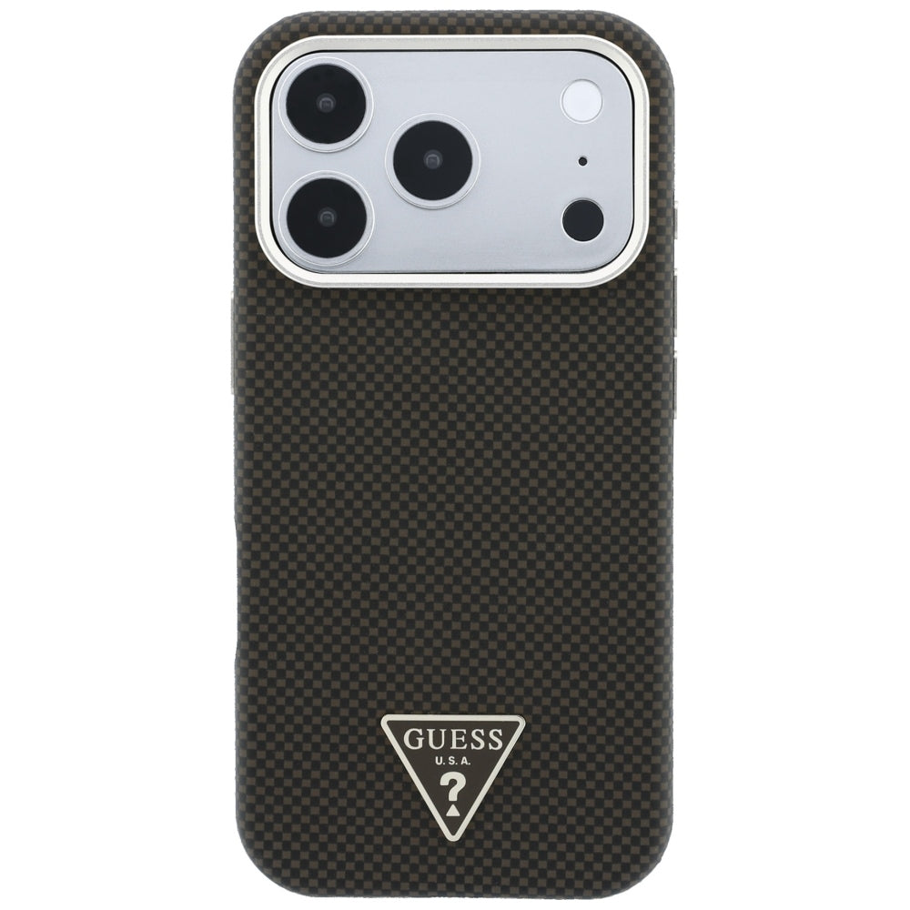MagSafe pouzdro pro Apple iPhone 18 Pro Max / 17 Pro Max, Guess, Kevlar Triangle Logo, Hnědá
