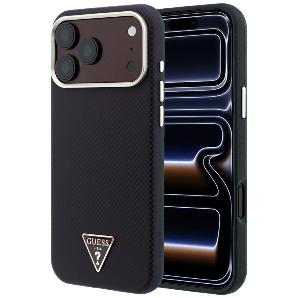 MagSafe pouzdro pro Apple iPhone 18 Pro Max / 17 Pro Max, Guess, Kevlar Triangle Logo, Tmavě červená