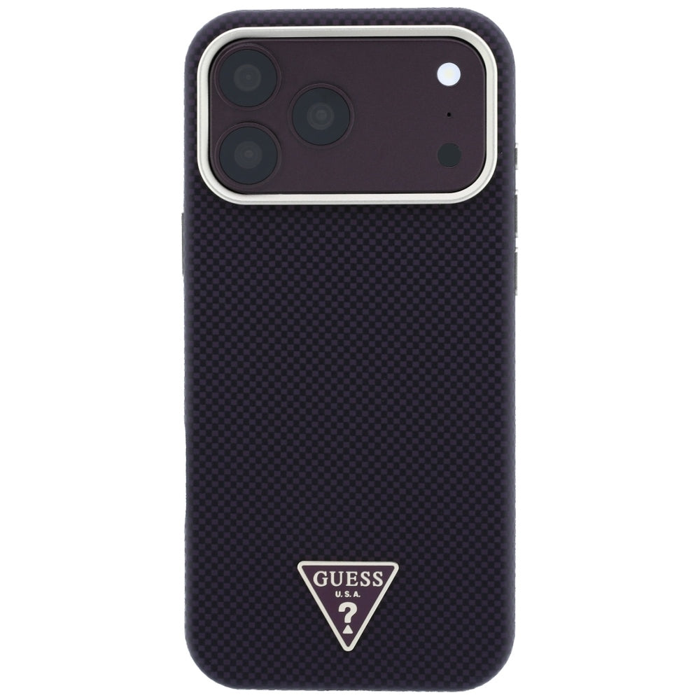 MagSafe pouzdro pro Apple iPhone 18 Pro Max / 17 Pro Max, Guess, Kevlar Triangle Logo, Tmavě červená