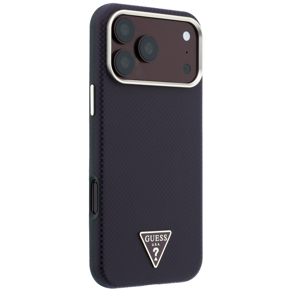 MagSafe pouzdro pro Apple iPhone 18 Pro Max / 17 Pro Max, Guess, Kevlar Triangle Logo, Tmavě červená