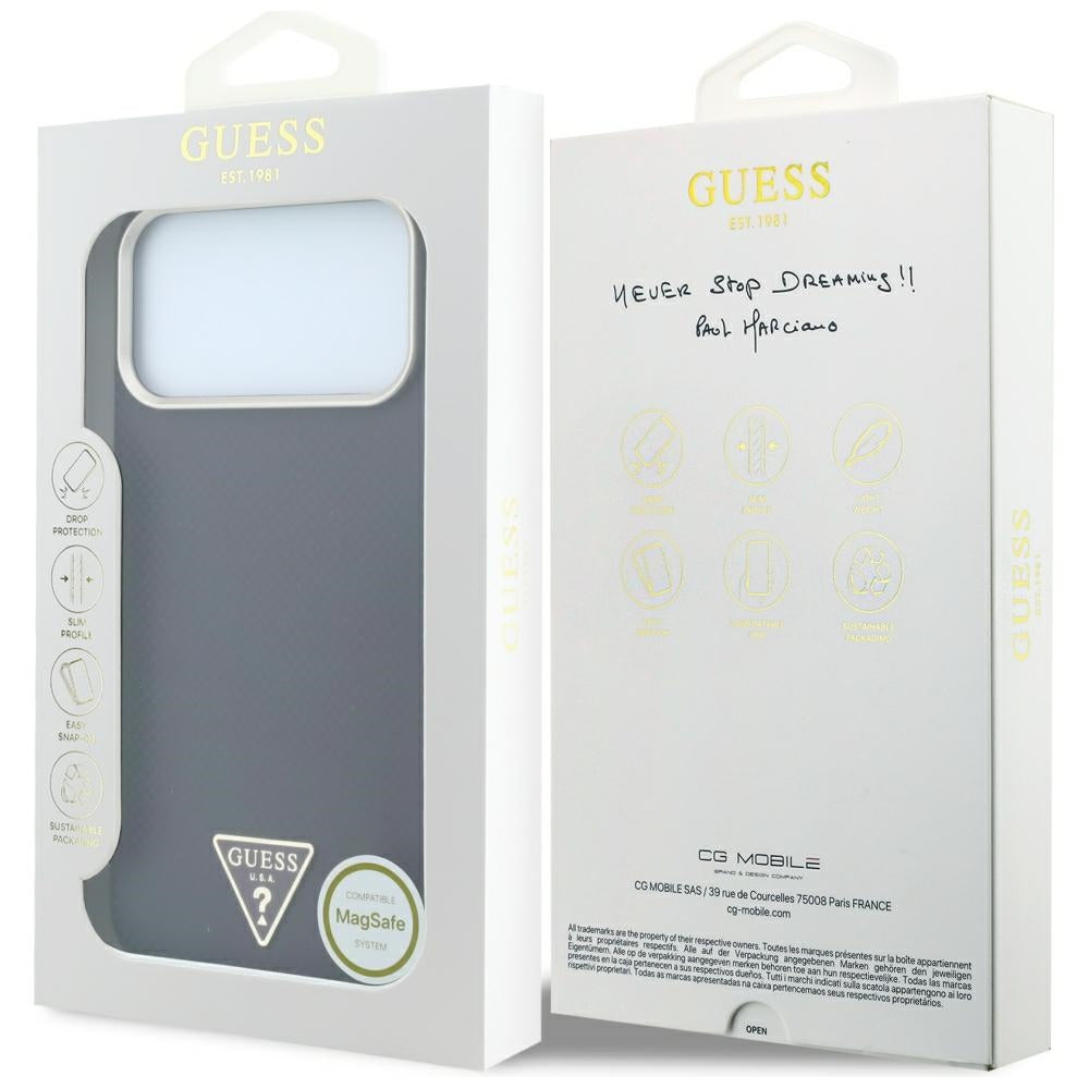 MagSafe pouzdro pro Apple iPhone 18 Pro Max / 17 Pro Max, Guess, Kevlar Triangle Logo, Tmavě červená