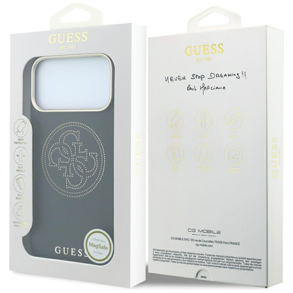 MagSafe pouzdro pro Apple iPhone 18 Pro Max / 17 Pro Max, Guess, Perforované 4G, Černé