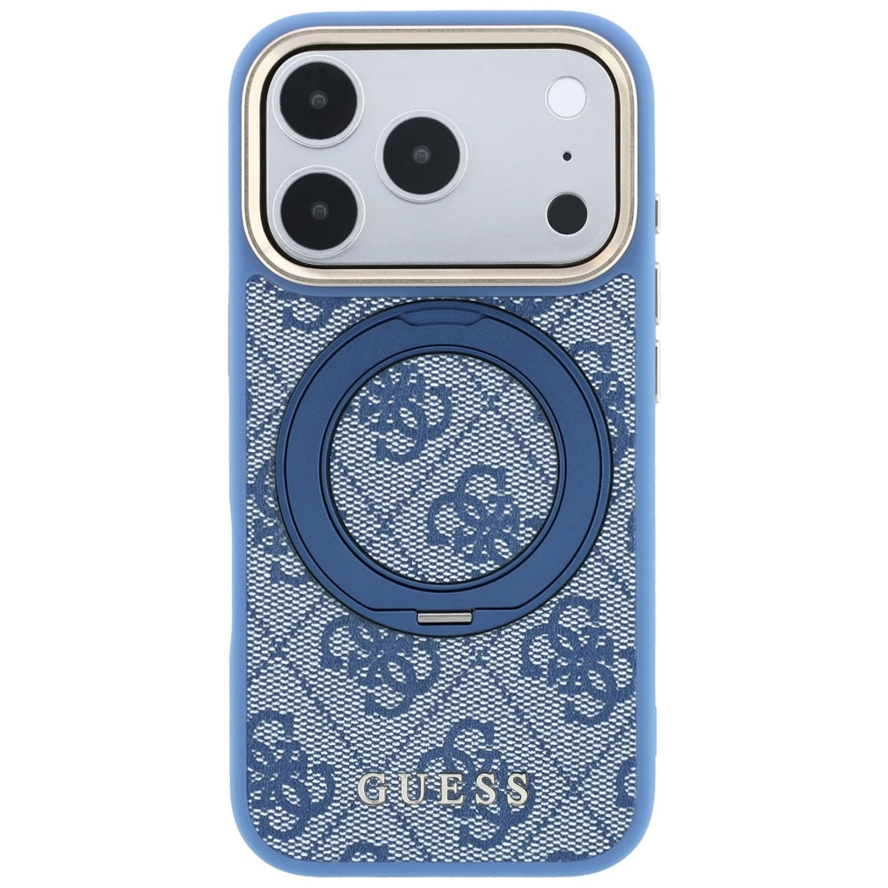 MagSafe pouzdro pro Apple iPhone 18 Pro Max / 17 Pro Max, Guess, Ring Stand 360 4G Classic Logo, Modré