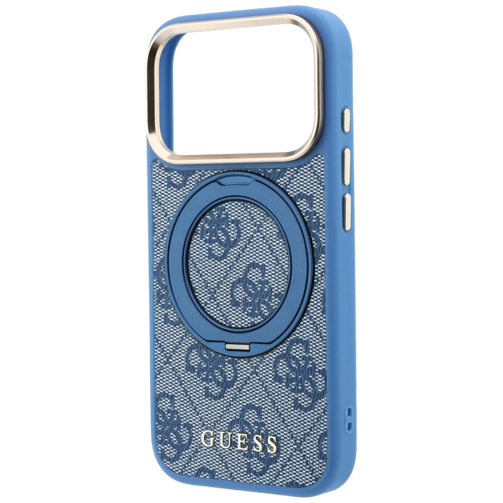 MagSafe pouzdro pro Apple iPhone 18 Pro Max / 17 Pro Max, Guess, Ring Stand 360 4G Classic Logo, Modré
