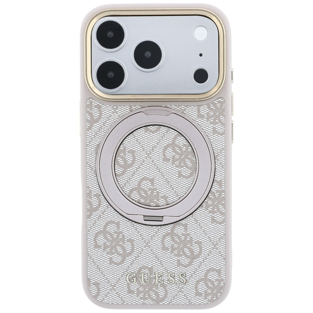 MagSafe pouzdro pro Apple iPhone 18 Pro Max / 17 Pro Max, Guess, Ring Stand Classic Logo, Růžová