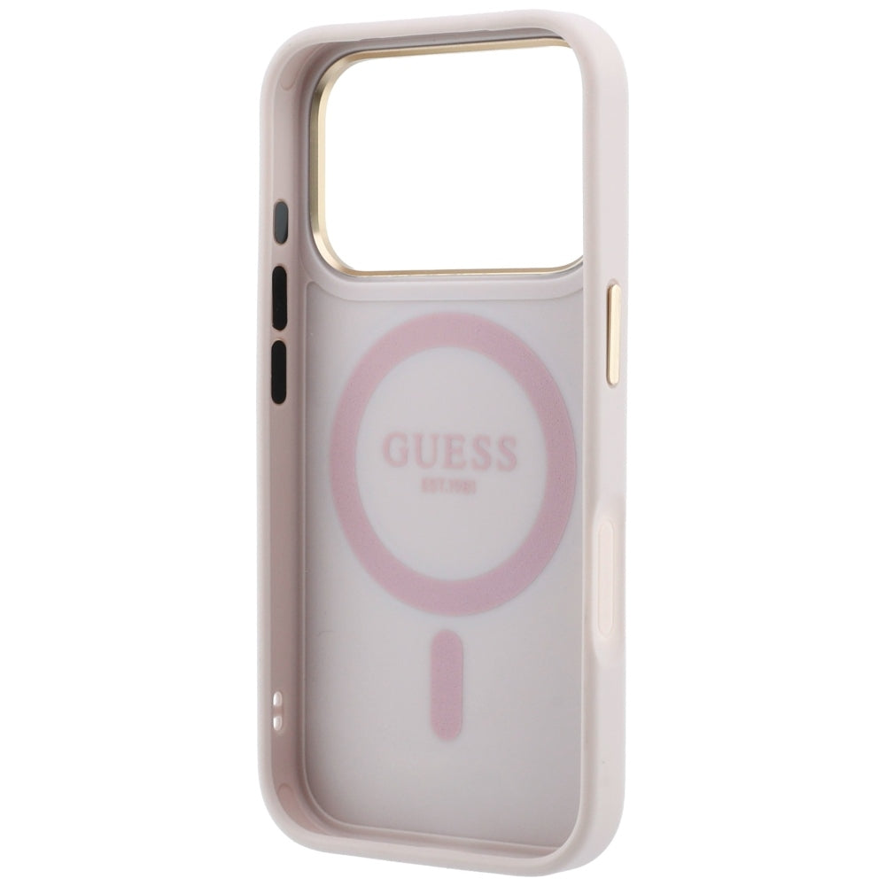 MagSafe pouzdro pro Apple iPhone 18 Pro Max / 17 Pro Max, Guess, Ring Stand Classic Logo, Růžová