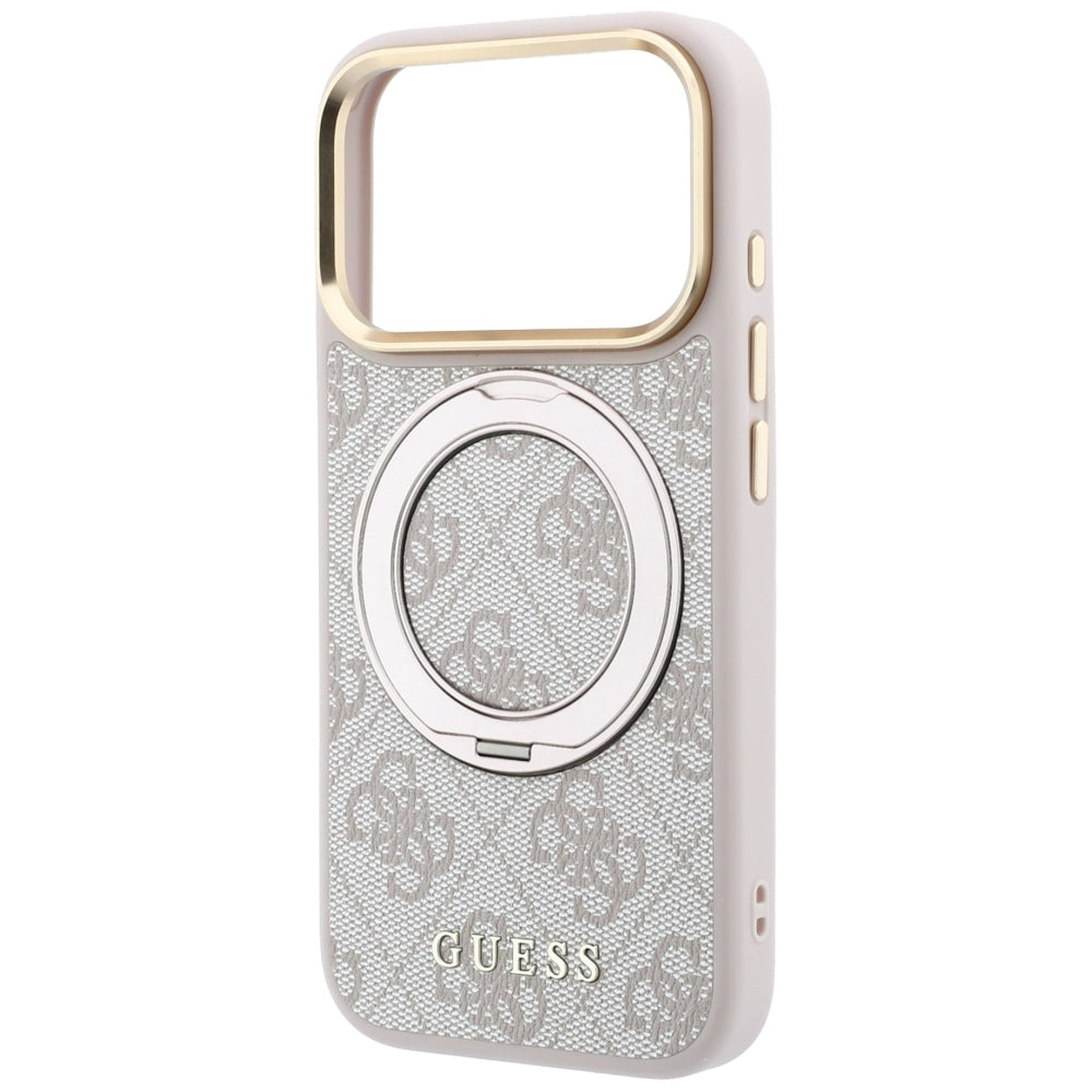 MagSafe pouzdro pro Apple iPhone 18 Pro Max / 17 Pro Max, Guess, Ring Stand Classic Logo, Růžová