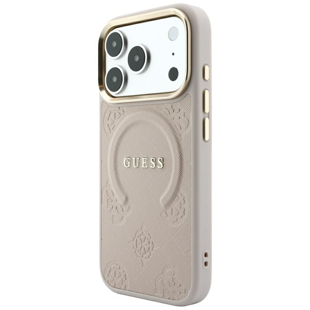 MagSafe pouzdro pro Apple iPhone 18 Pro Max / 17 Pro Max, Guess, Saffiano Peony Ring, růžové