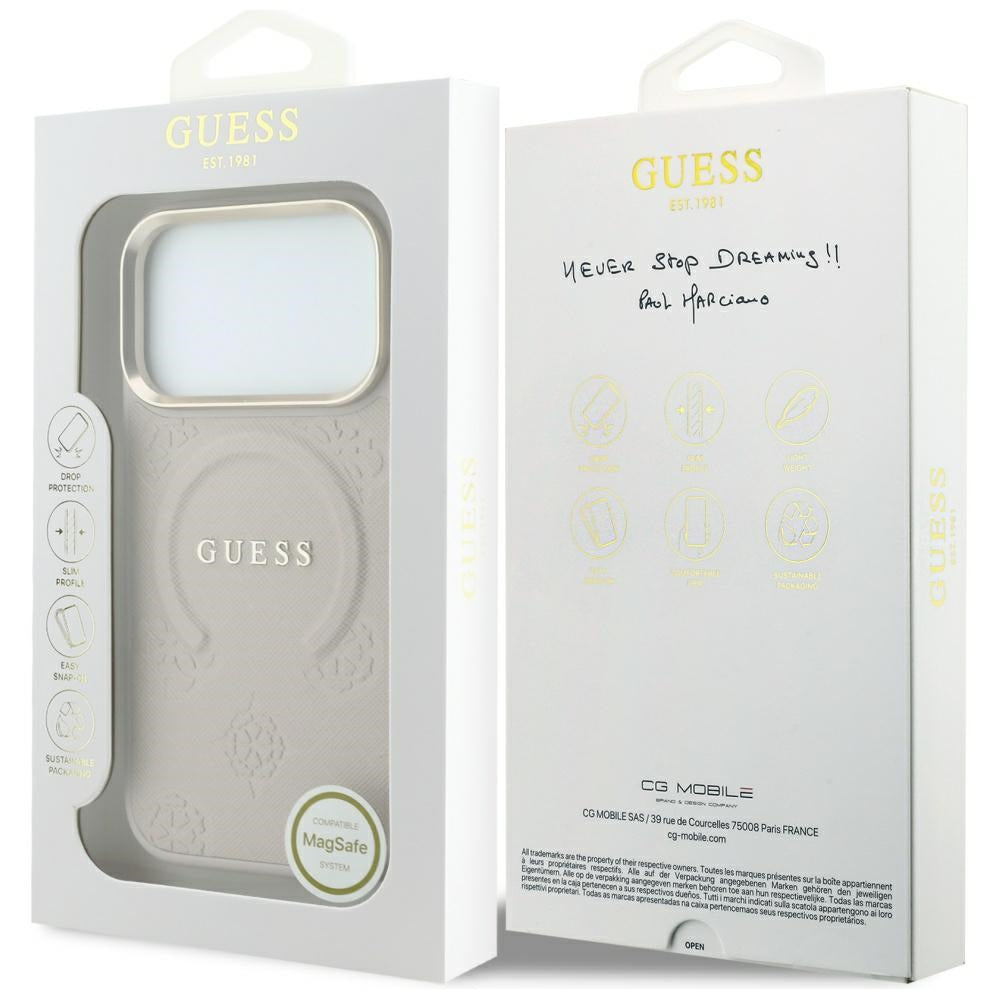 MagSafe pouzdro pro Apple iPhone 18 Pro Max / 17 Pro Max, Guess, Saffiano Peony Ring, růžové