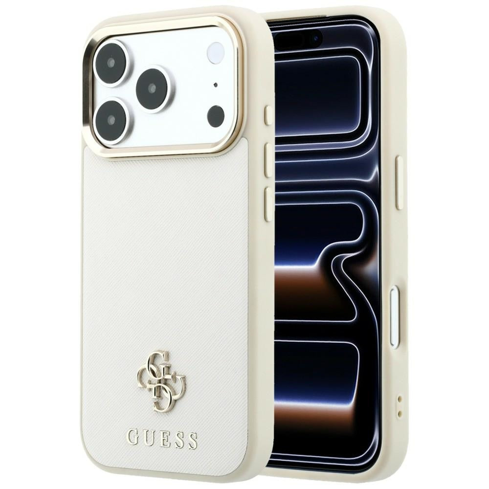 MagSafe pouzdro pro Apple iPhone 18 Pro Max / 17 Pro Max, Guess, Saffiano Small 4G Classic, Béžová