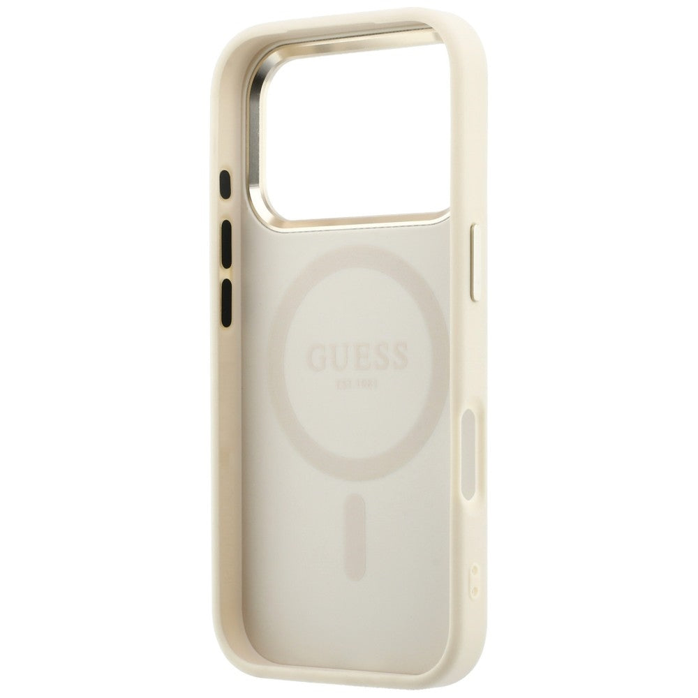 MagSafe pouzdro pro Apple iPhone 18 Pro Max / 17 Pro Max, Guess, Saffiano Small 4G Classic, Béžová