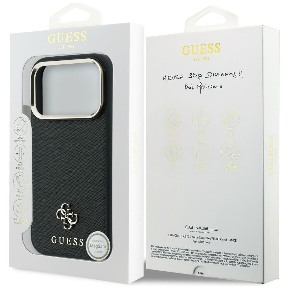 MagSafe pouzdro pro Apple iPhone 18 Pro Max / 17 Pro Max, Guess, Saffiano Small 4G Classic, černé