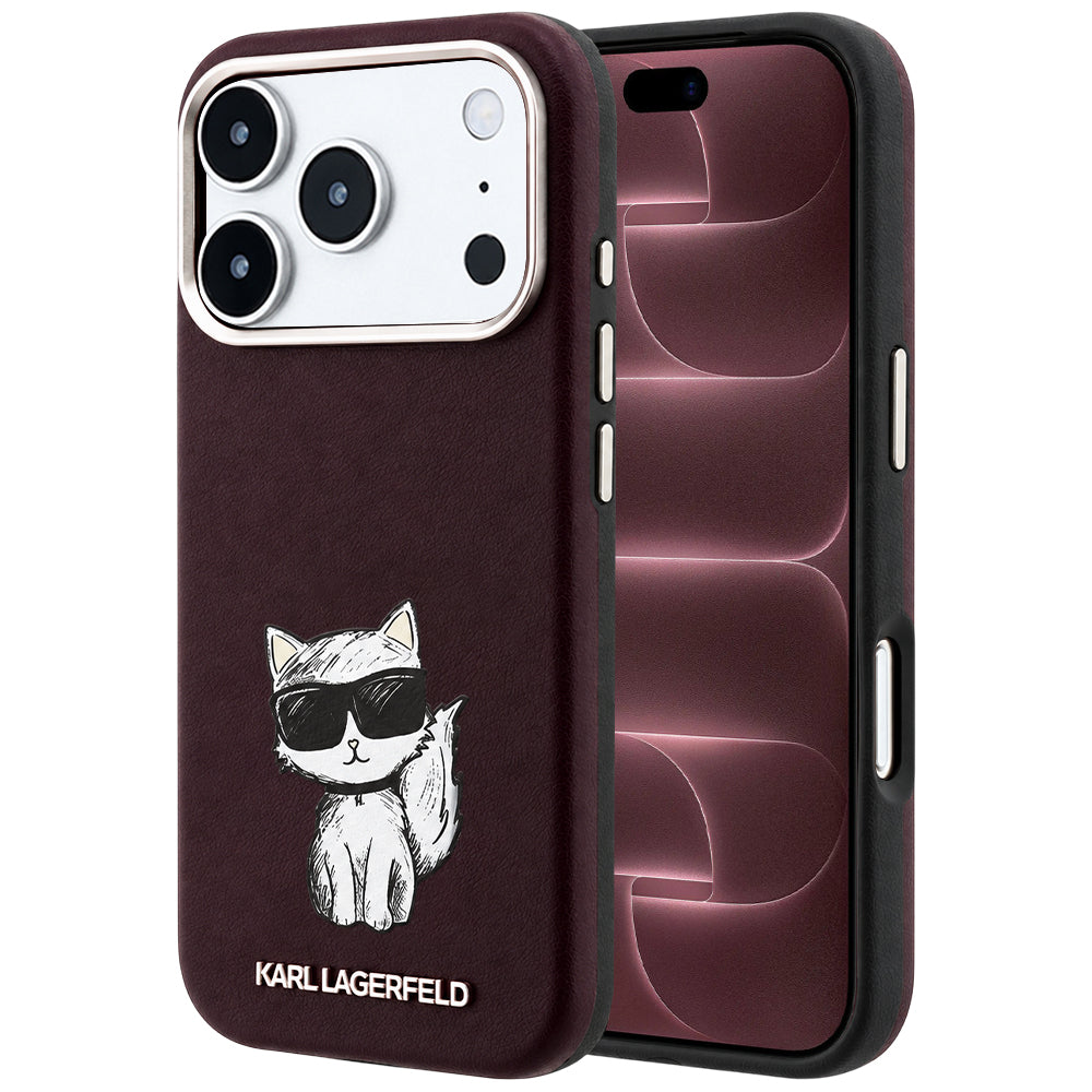 MagSafe pouzdro pro Apple iPhone 18 Pro Max / 17 Pro Max, Karl Lagerfeld, Choupette Sketch, Tmavě červená