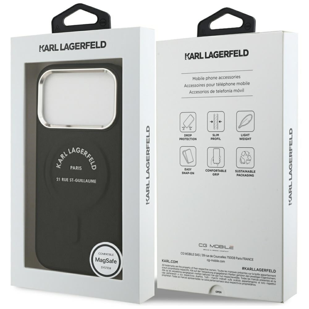 MagSafe pouzdro pro Apple iPhone 18 Pro Max / 17 Pro Max, Karl Lagerfeld, EMB. Kroužek Karl RSG Logo, černá