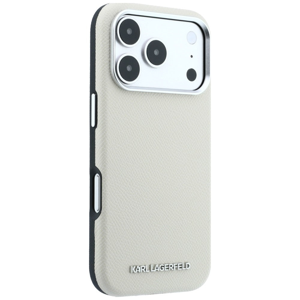 MagSafe pouzdro pro Apple iPhone 18 Pro Max / 17 Pro Max, Karl Lagerfeld, Zrnitý prodloužený logo, Béžová
