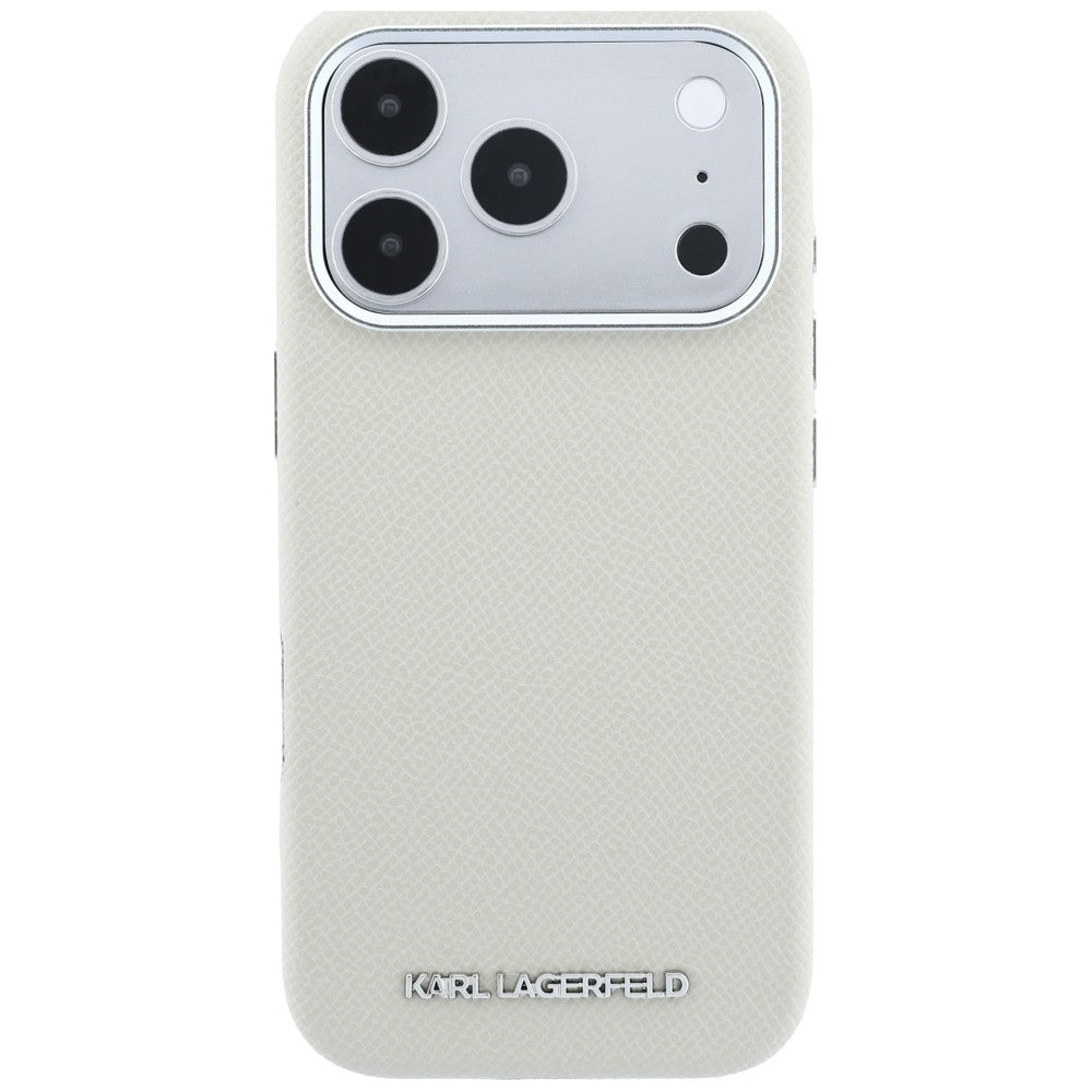 MagSafe pouzdro pro Apple iPhone 18 Pro Max / 17 Pro Max, Karl Lagerfeld, Zrnitý prodloužený logo, Béžová