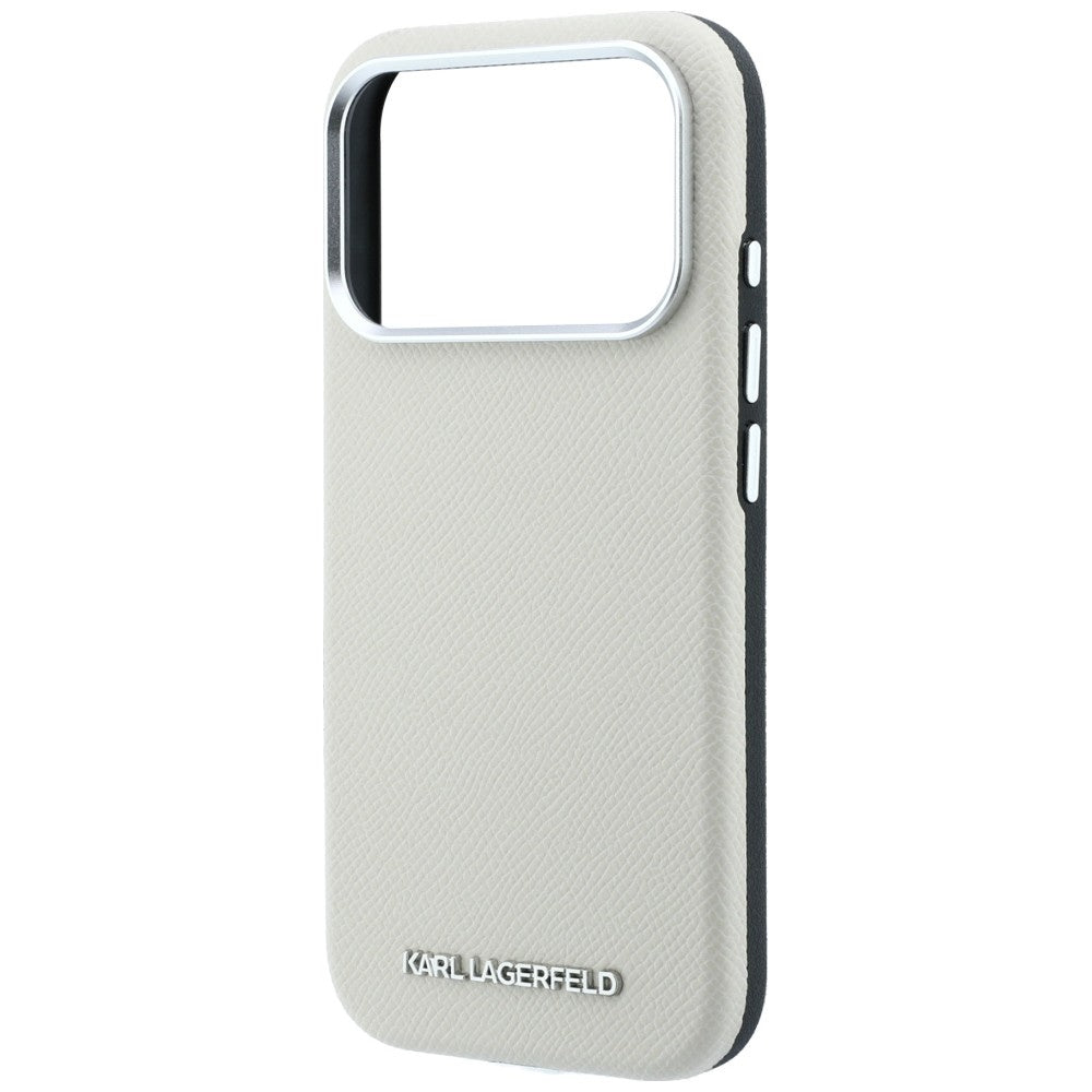 MagSafe pouzdro pro Apple iPhone 18 Pro Max / 17 Pro Max, Karl Lagerfeld, Zrnitý prodloužený logo, Béžová
