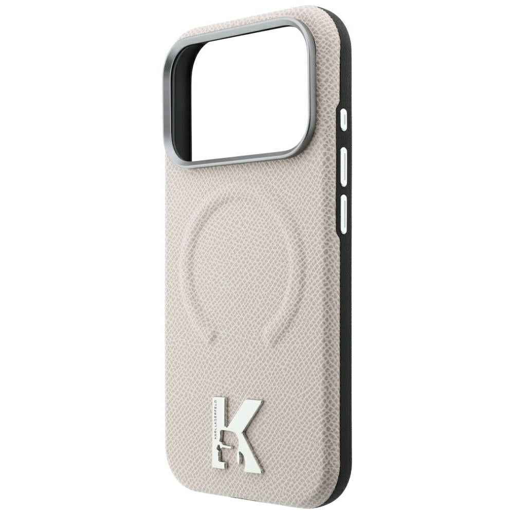 MagSafe pouzdro pro Apple iPhone 18 Pro Max / 17 Pro Max, Karl Lagerfeld, Ražený kroužek s texturou, Béžová