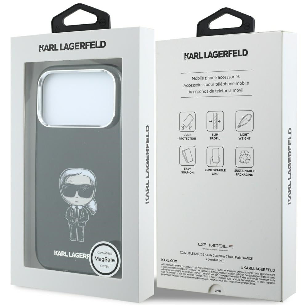 MagSafe pouzdro pro Apple iPhone 18 Pro Max / 17 Pro Max, Karl Lagerfeld, IML Ikonik Sketch Print, Černá