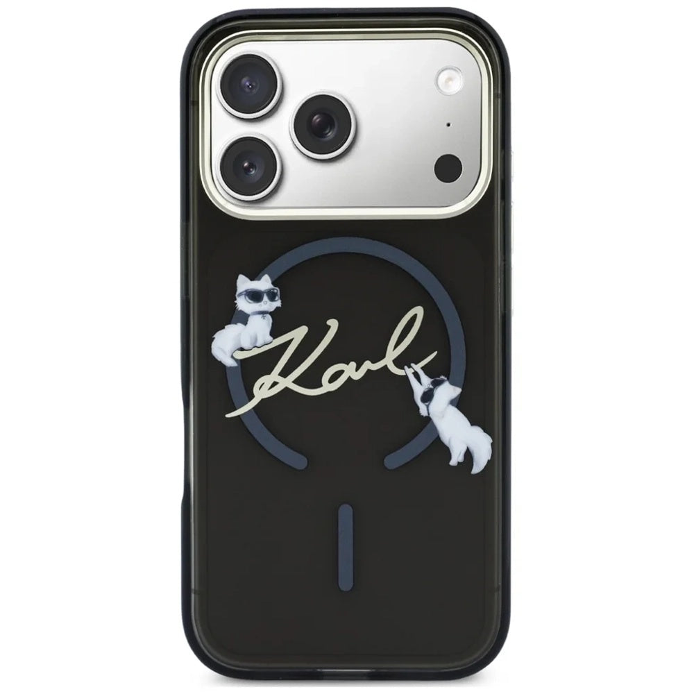 MagSafe pouzdro pro Apple iPhone 18 Pro Max / 17 Pro Max, Karl Lagerfeld, IML Choupette Karl Script Logo, černé