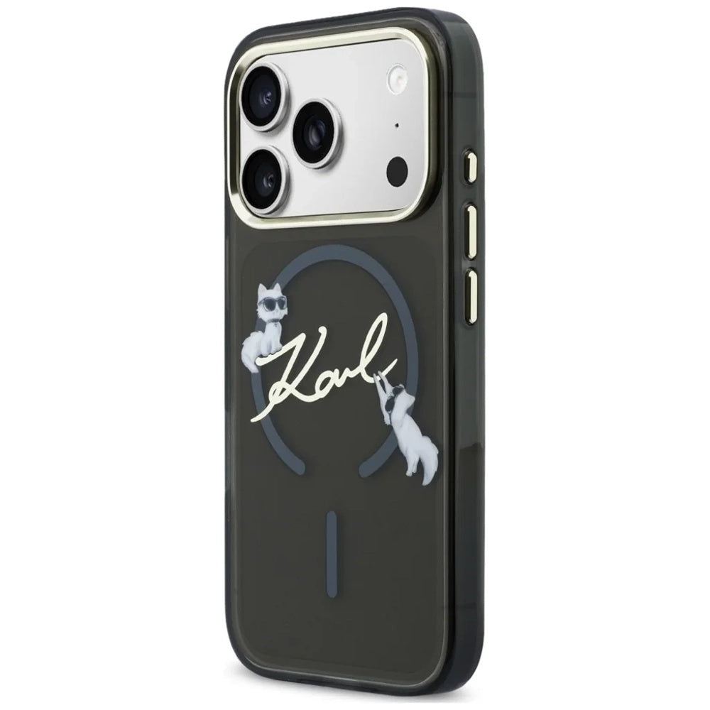 MagSafe pouzdro pro Apple iPhone 18 Pro Max / 17 Pro Max, Karl Lagerfeld, IML Choupette Karl Script Logo, černé