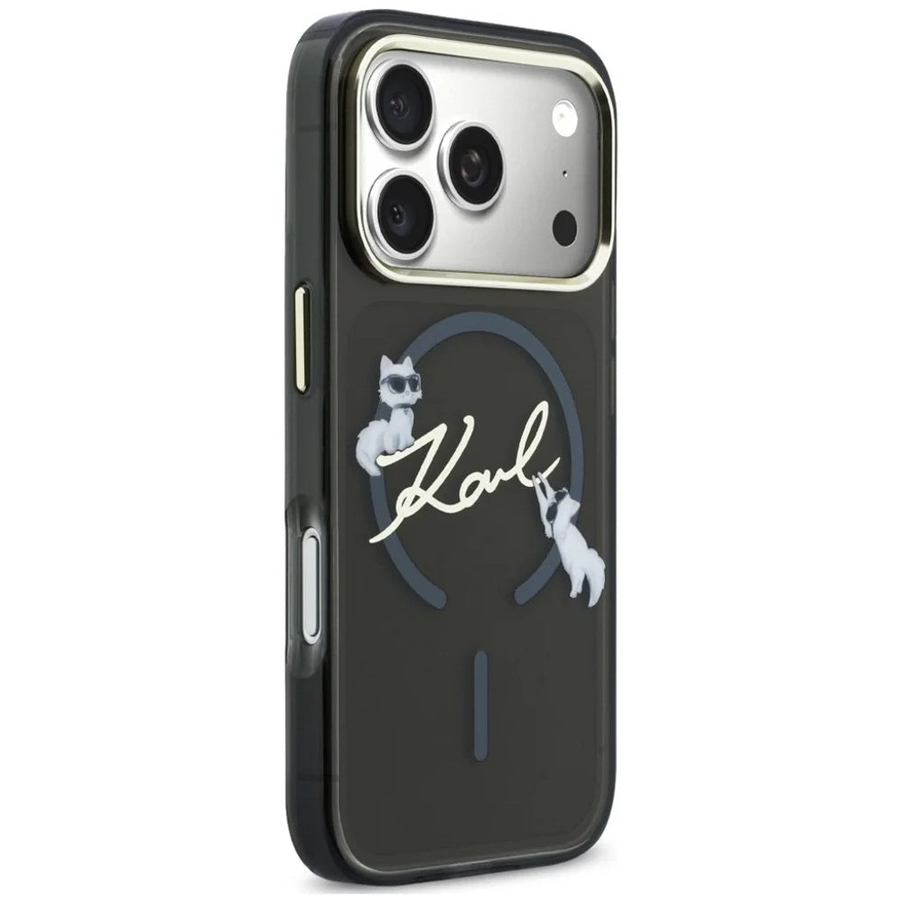 MagSafe pouzdro pro Apple iPhone 18 Pro Max / 17 Pro Max, Karl Lagerfeld, IML Choupette Karl Script Logo, černé