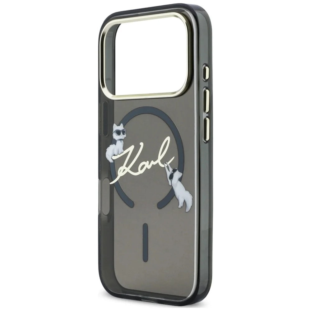 MagSafe pouzdro pro Apple iPhone 18 Pro Max / 17 Pro Max, Karl Lagerfeld, IML Choupette Karl Script Logo, černé