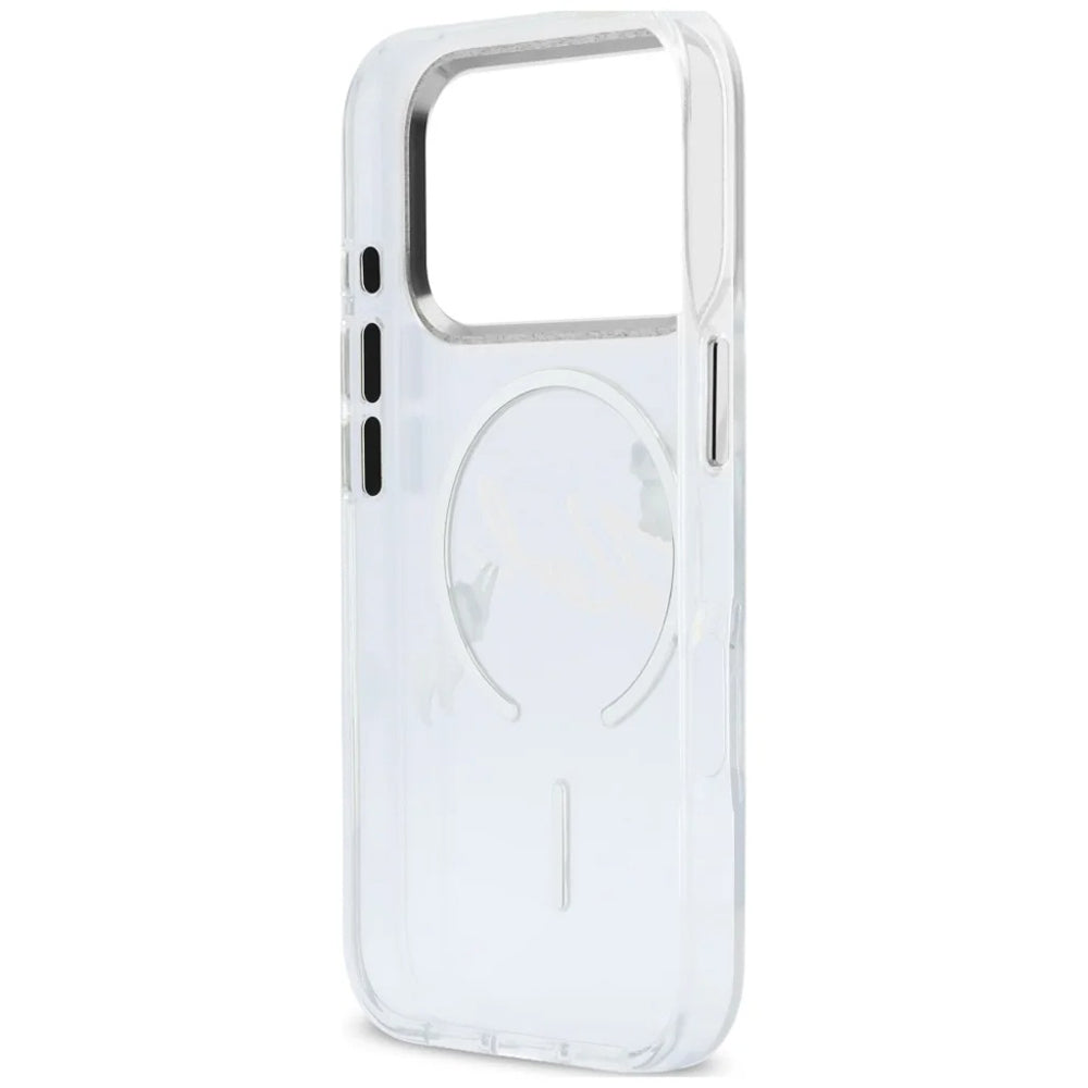 MagSafe pouzdro pro Apple iPhone 18 Pro Max / 17 Pro Max, Karl Lagerfeld, IML Choupette Karl Script Logo, Transparentní