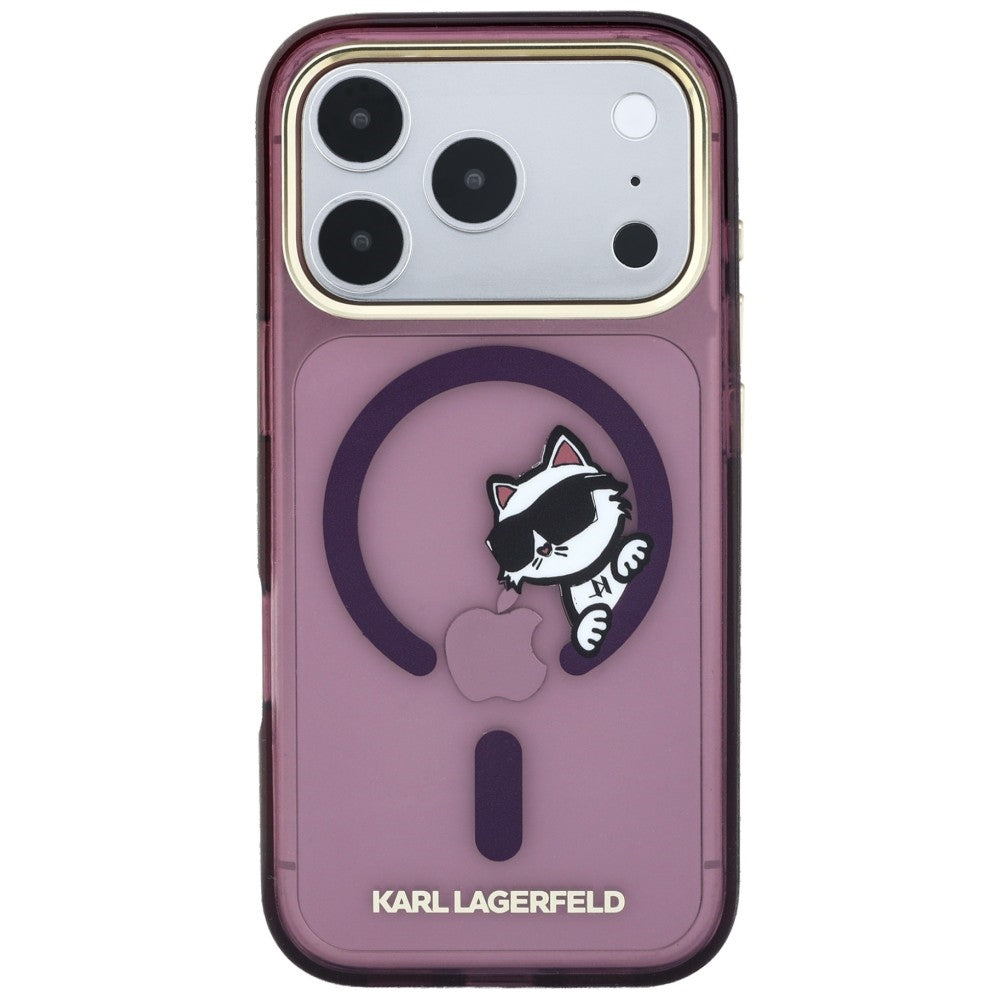 MagSafe pouzdro pro Apple iPhone 18 Pro Max / 17 Pro Max, Karl Lagerfeld, IML Peekaboo Print a kovový rám, vínová