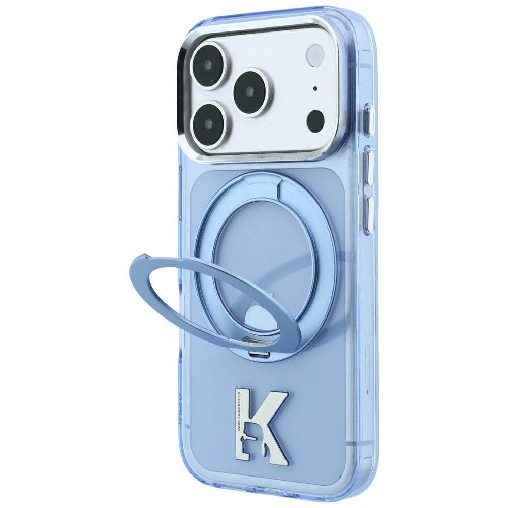 MagSafe pouzdro pro Apple iPhone 18 Pro Max / 17 Pro Max, Karl Lagerfeld, IML Ring Stand Kameo Metal, Modré