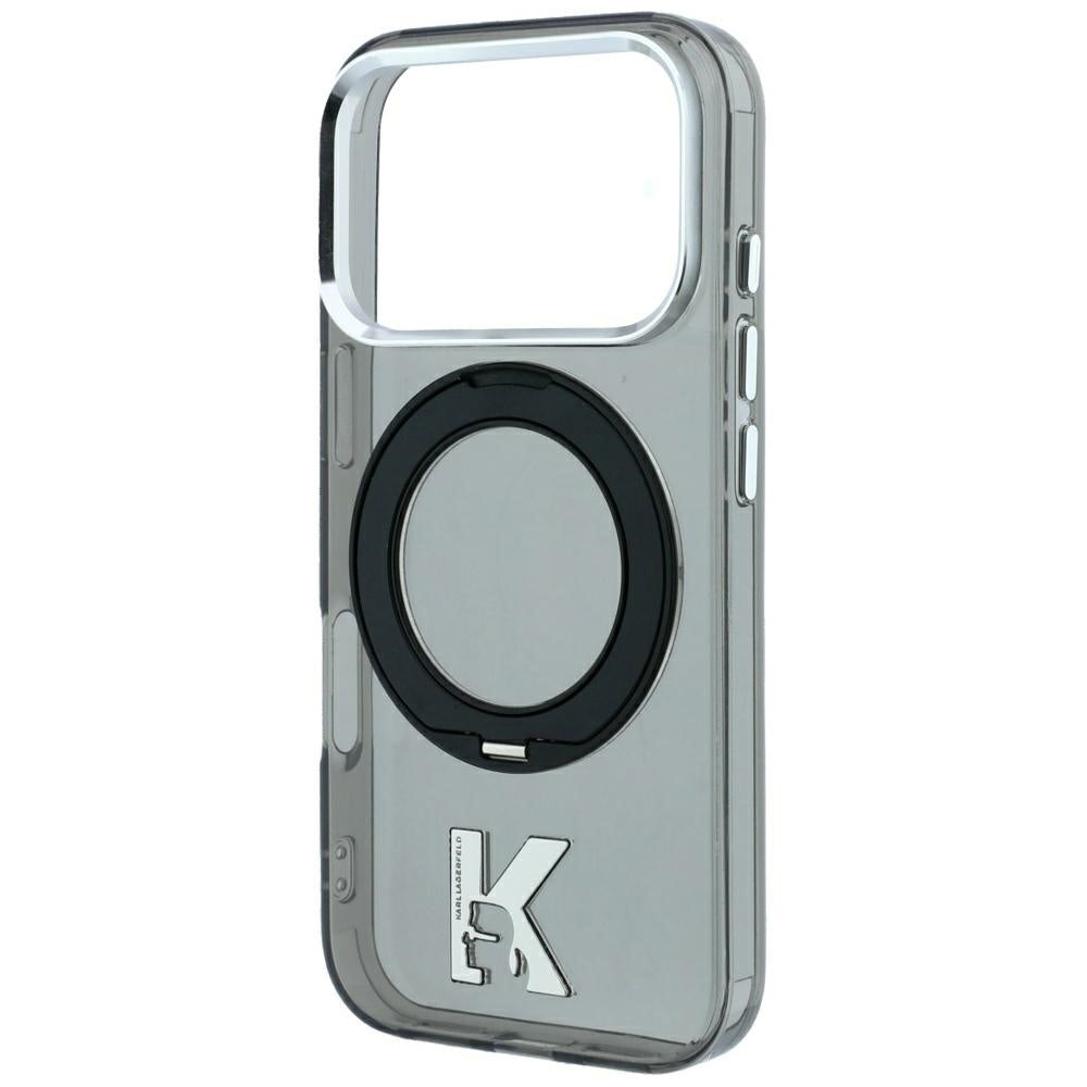 MagSafe pouzdro pro Apple iPhone 18 Pro Max / 17 Pro Max, Karl Lagerfeld, IML Ring Stand Kameo Metal, Černé