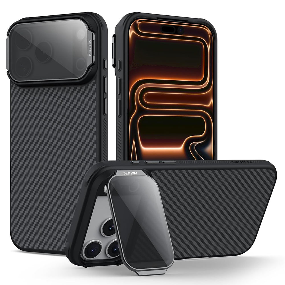 MagSafe pouzdro pro Apple iPhone 18 Pro Max / 17 Pro Max, Nillkin, CarboProp s průhledným černým krytem čočky, černé