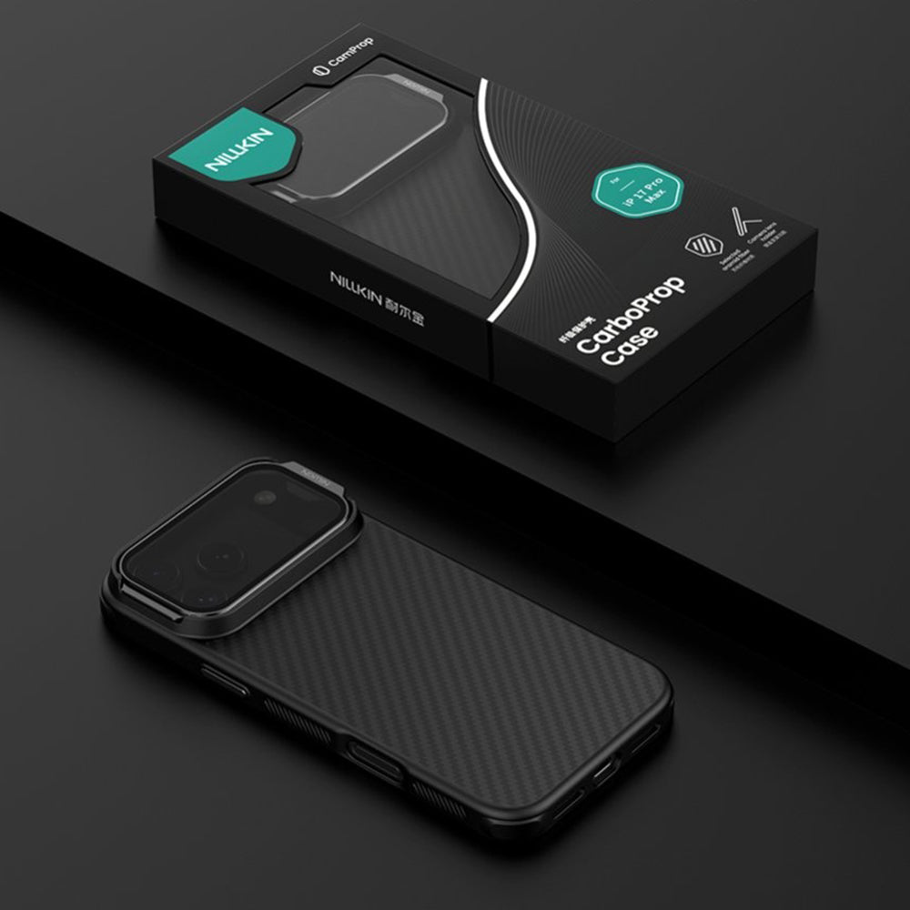 MagSafe pouzdro pro Apple iPhone 18 Pro Max / 17 Pro Max, Nillkin, CarboProp s průhledným černým krytem čočky, černé