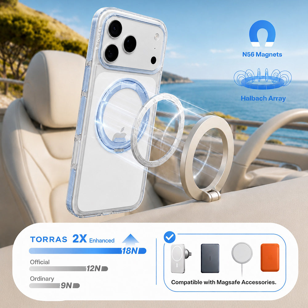 MagSafe pouzdro pro Apple iPhone 18 Pro Max / 17 Pro Max, Torras, Ostand O3 Light, modré