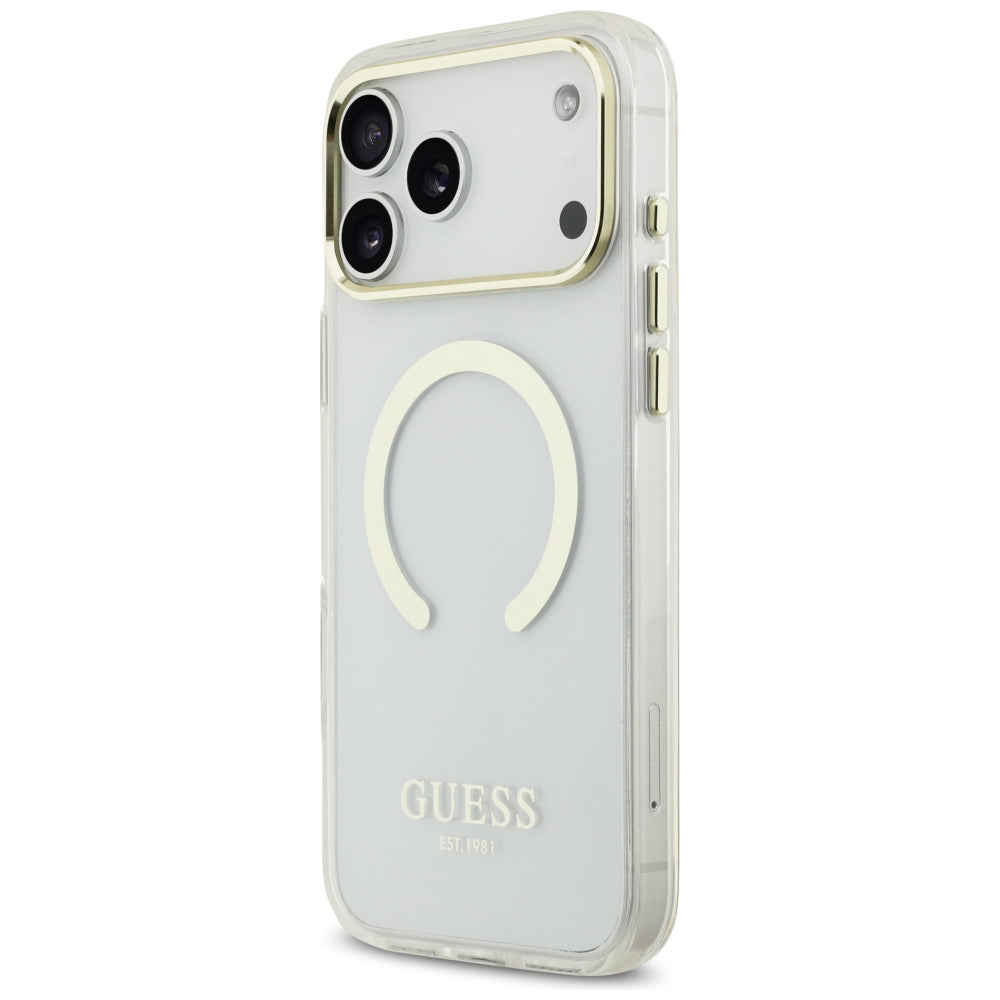 MagSafe pouzdro pro Apple iPhone 18 Pro Max, Guess, Metal Outline, Zlaté