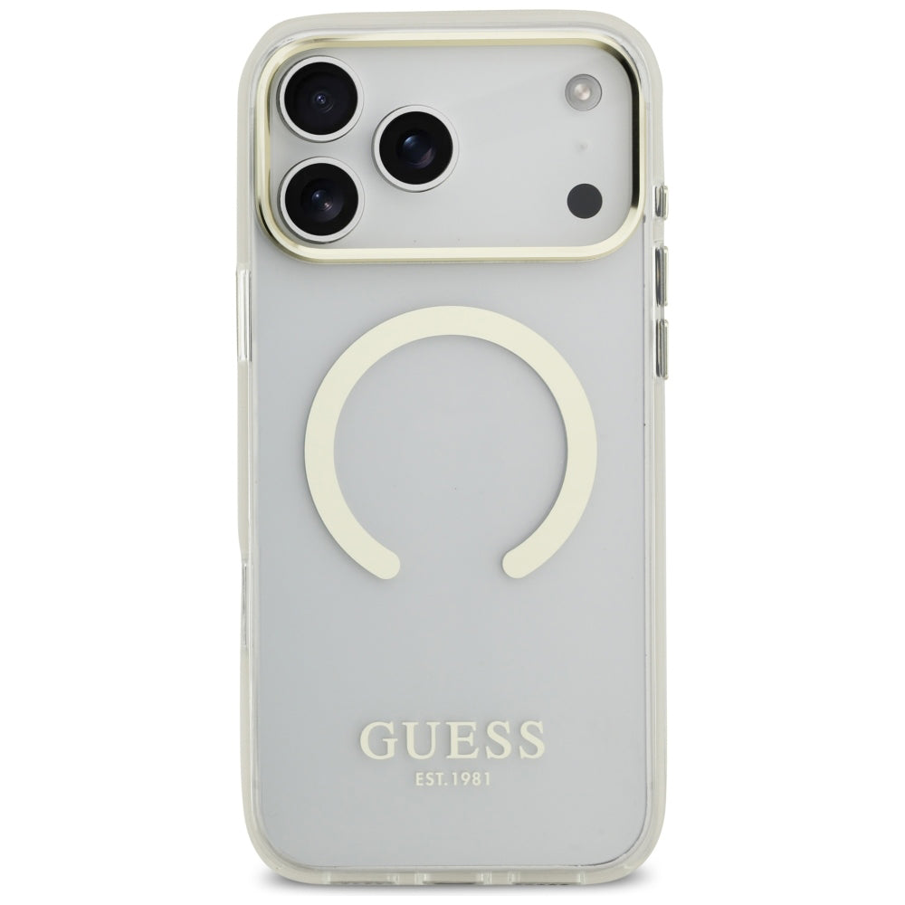 MagSafe pouzdro pro Apple iPhone 18 Pro Max, Guess, Metal Outline, Zlaté