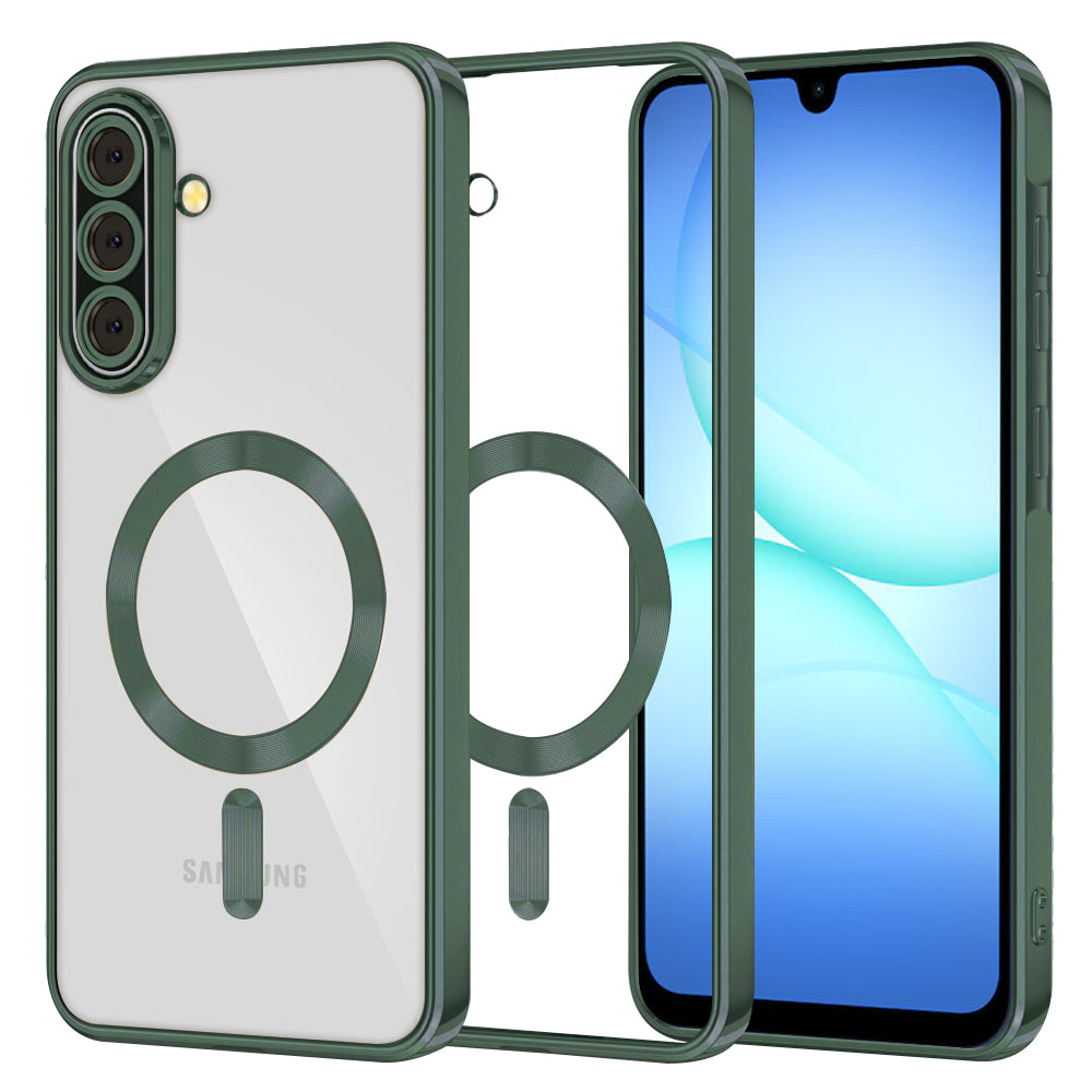 Pouzdro MagSafe pro Samsung Galaxy A17 4G / A17 5G, Techsuit, Luxury Crystal, Tmavě zelené
