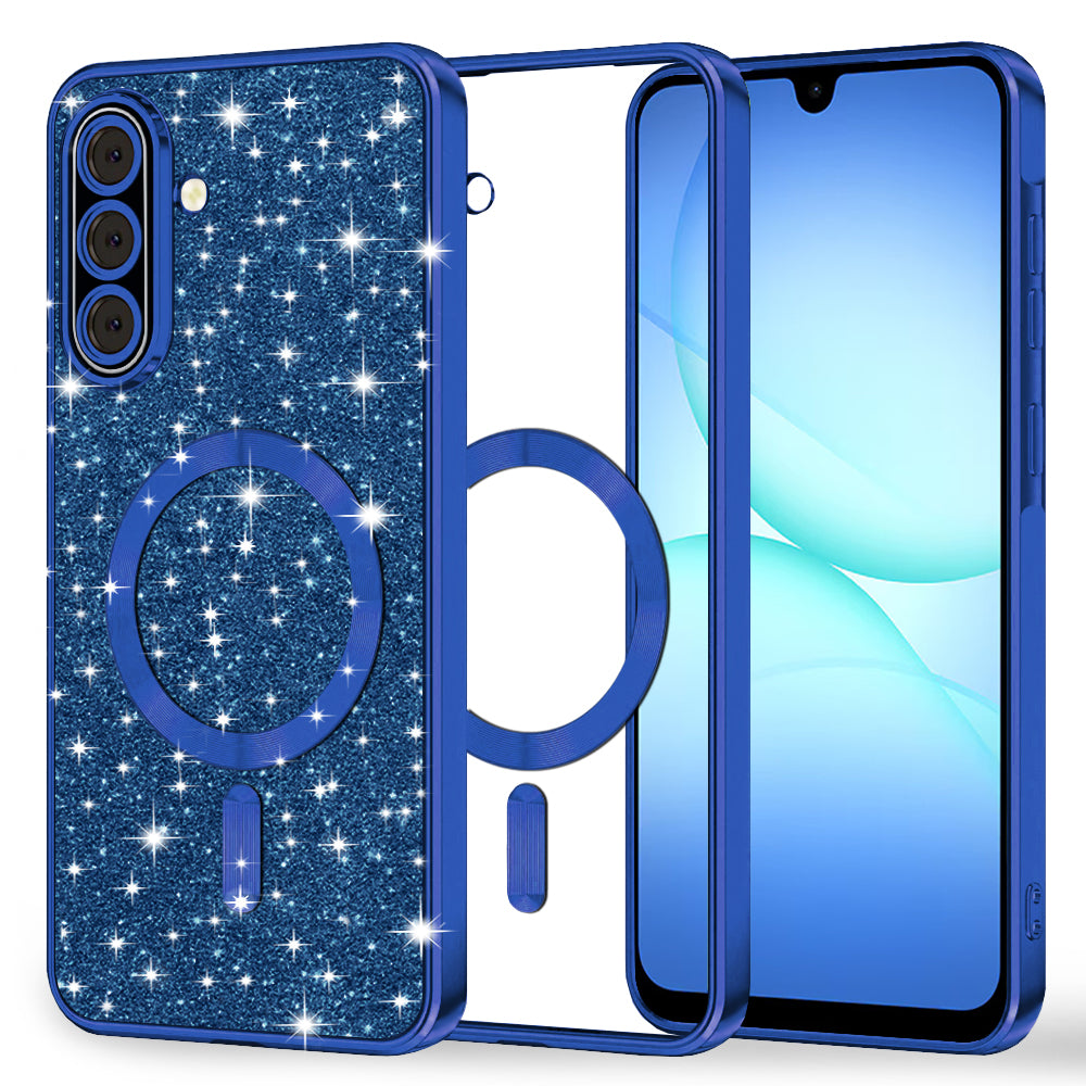 MagSafe pouzdro pro Samsung Galaxy A17 4G / A17 5G, Techsuit, Luxury Glitter, Tmavě modrá