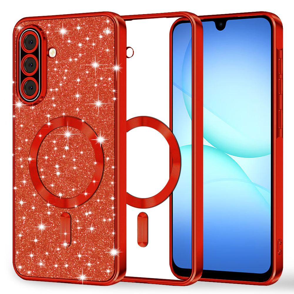 MagSafe pouzdro pro Samsung Galaxy A17 4G / A17 5G, Techsuit, Luxury Glitter, červené