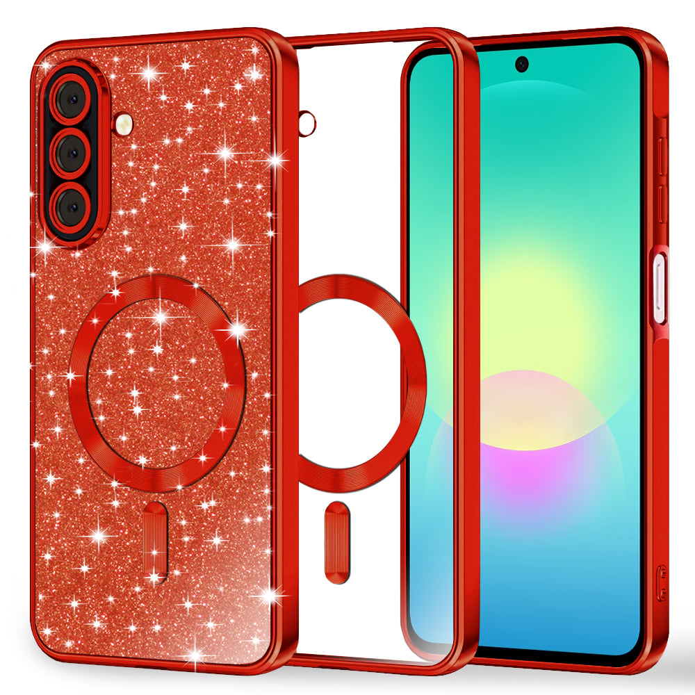 MagSafe pouzdro pro Samsung Galaxy A27 5G, Techsuit, Luxury Glitter, červené