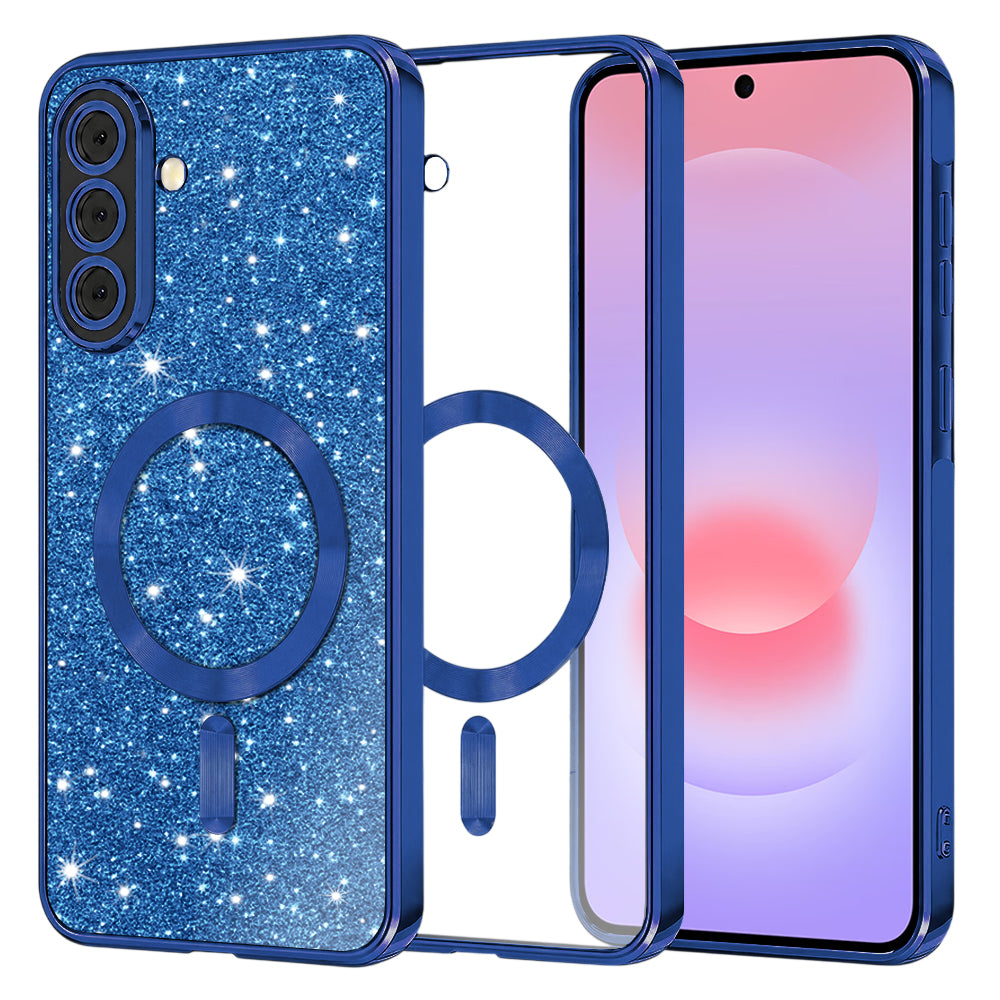 MagSafe pouzdro pro Samsung Galaxy A37 5G, Techsuit, Luxury Glitter, Tmavě modrá