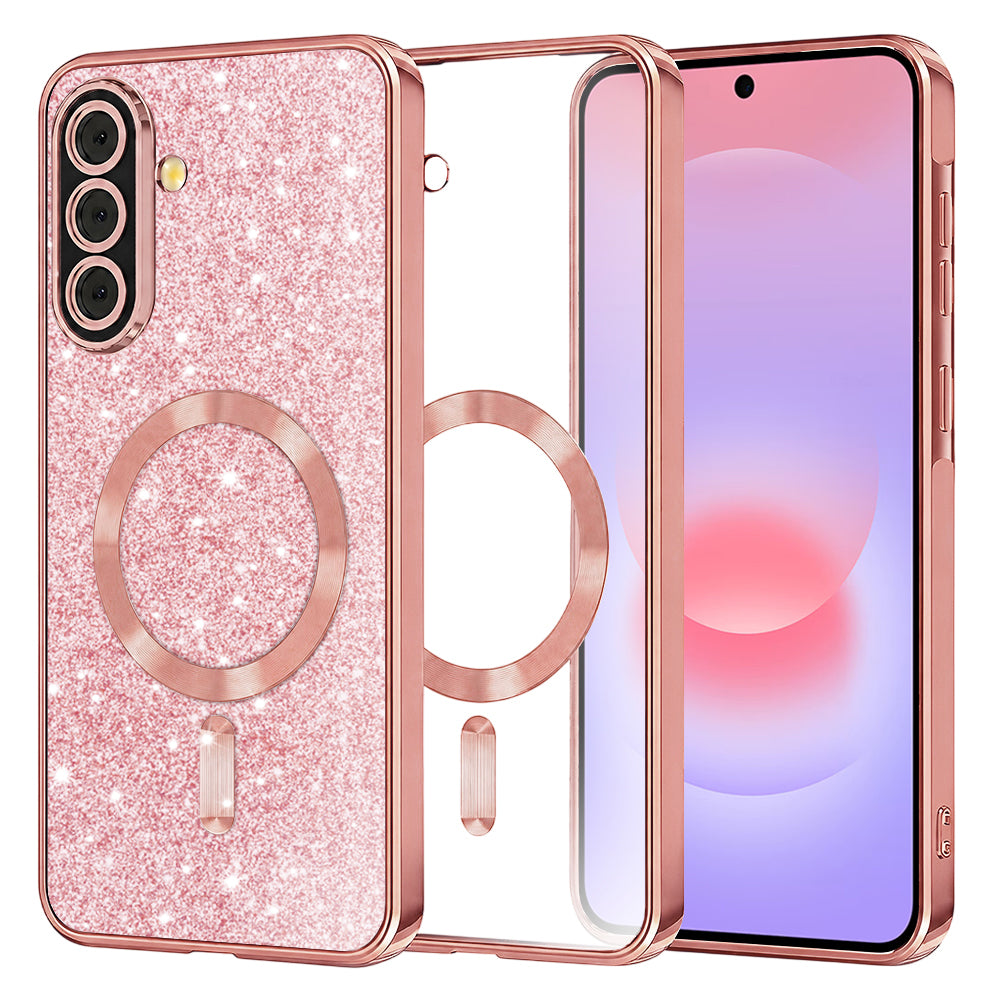 MagSafe pouzdro pro Samsung Galaxy A37 5G, Techsuit, Luxury Glitter, Růžově zlaté