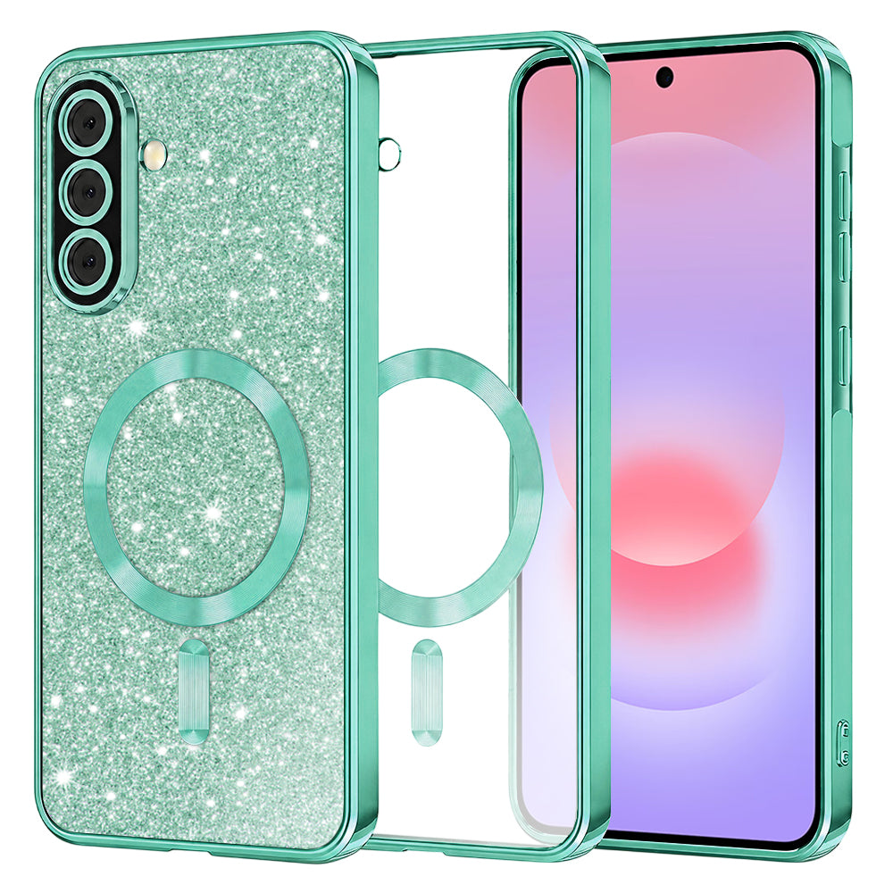 MagSafe pouzdro pro Samsung Galaxy A37 5G, Techsuit, Luxury Glitter, Světle zelená